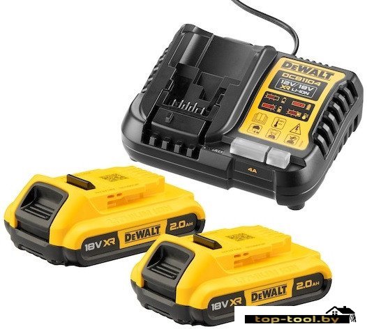 Аккумулятор с зарядным устройством DeWalt DCB1104D2 (18В/2x2 Ач + 12/18В)