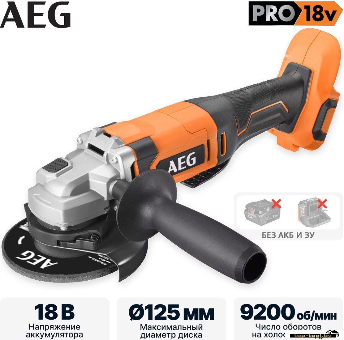 Угловая шлифмашина AEG Powertools BEWS18-125X2-0 4935498182 (без АКБ)