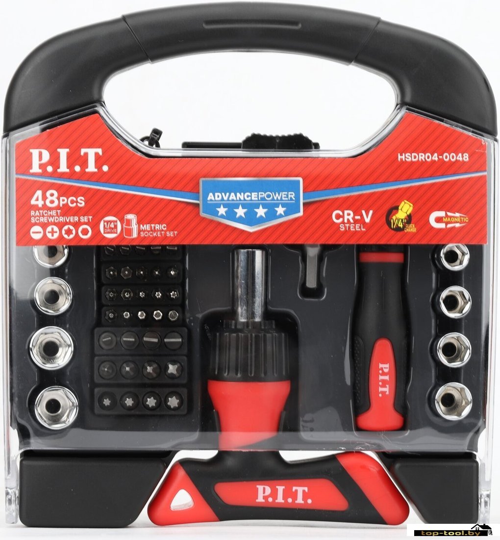 Набор отвертка с битами и головками P.I.T. Advance HSDR04-0048 (48 предметов)