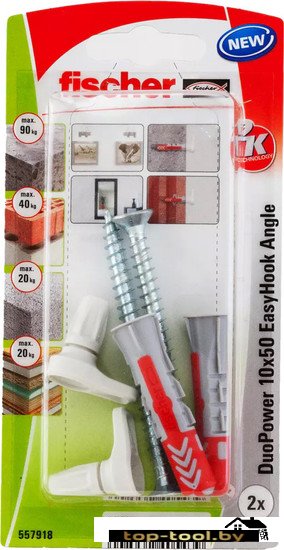Дюбель-костыль Fischer EasyHook Angle DuoPower 10x50 K NV 557918 (2 шт)