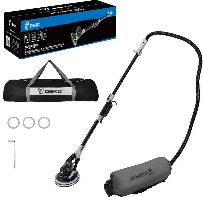 Шлифмашина для стен и потолков Deko DKWS1400 Pro 085-1062 (сумка)