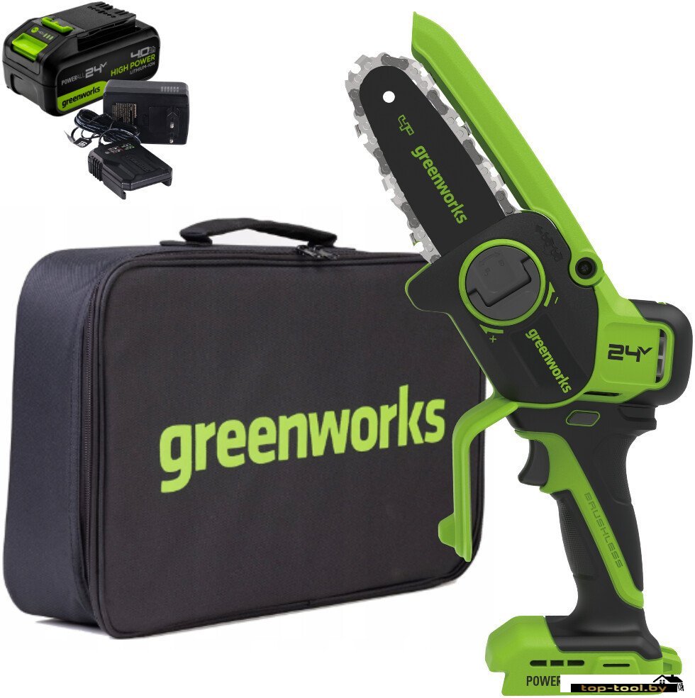 Аккумуляторная пила Greenworks CS2410AK4 CS2410AUB (с 1-им АКБ, сумка)