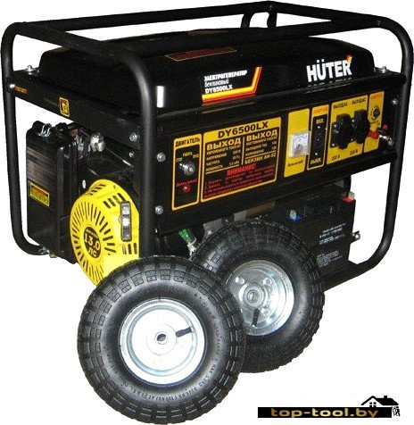 Бензиновый генератор Huter DY6500LX с колесами