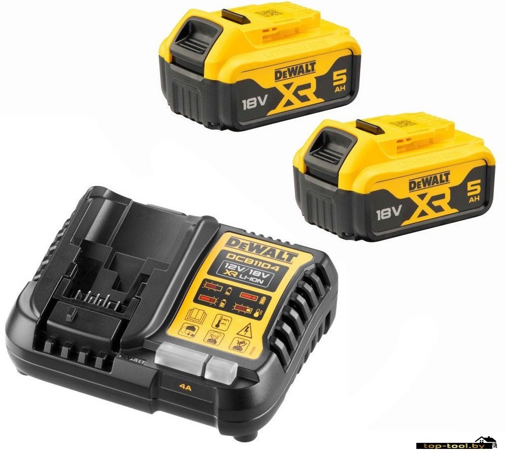 Аккумулятор с зарядным устройством DeWalt DCB1104P2 (18В/2x5 Ач + 12/18В)