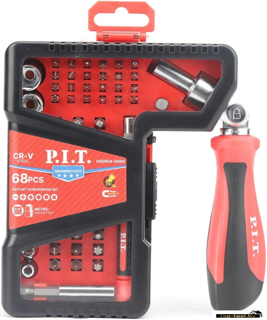 Набор отвертка с битами и головками P.I.T. Advance HSDR04-0068 (68 предметов)
